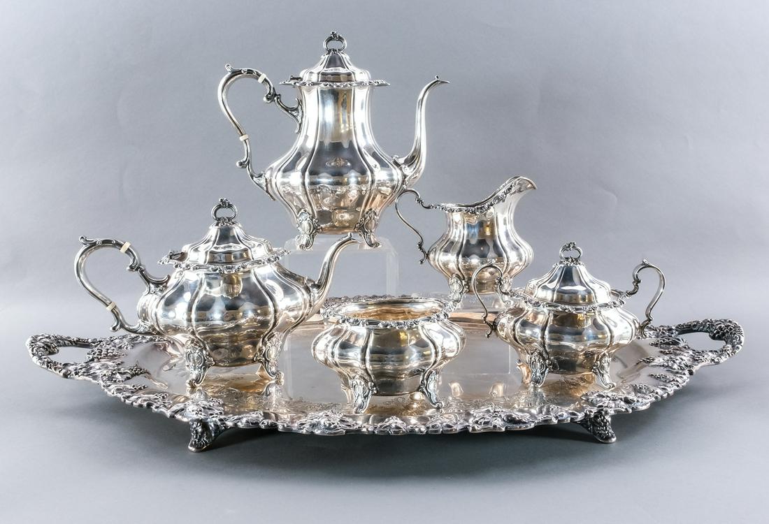 Gorham strasbourg sterling silver tea set sale
