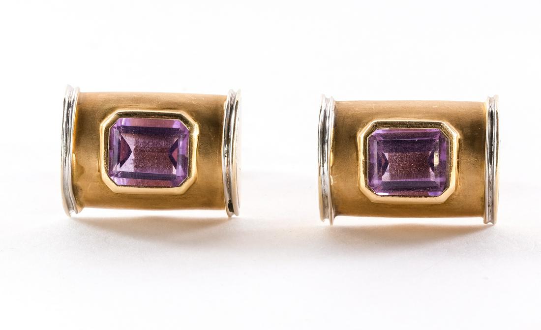 Pair of 14K Cufflinks w/ Amethysts (1 of 4)