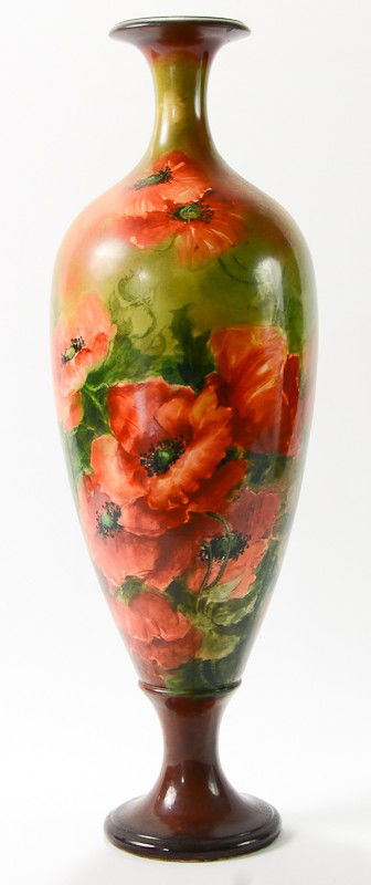 American Belleek hand painted Porcelain Vase: Signed V. Randall 1904, 23" Tall, excellent condition, strong paint and bright colors.