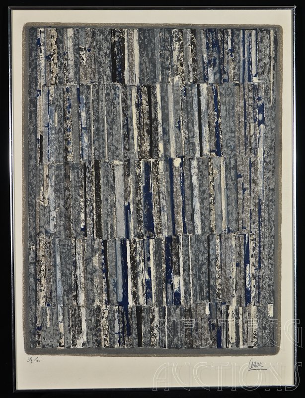 Cesar Baldaccini (1921-1998) Abstract lithograph: Signed lower right, numbered LL 38/100 Not inspected out of frame, 22" x 30" (by sight), excellent condition.