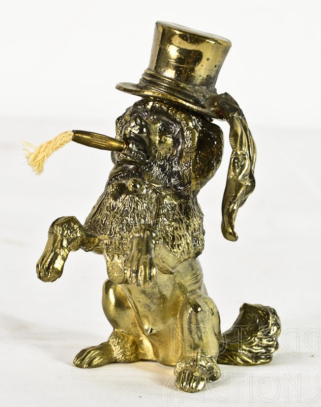 Cast Metal French Poodle Cigar Lamp Lighter: Made in Japan, wearing a top hat, appears to be New old Stock and unused. approx 4" Tall