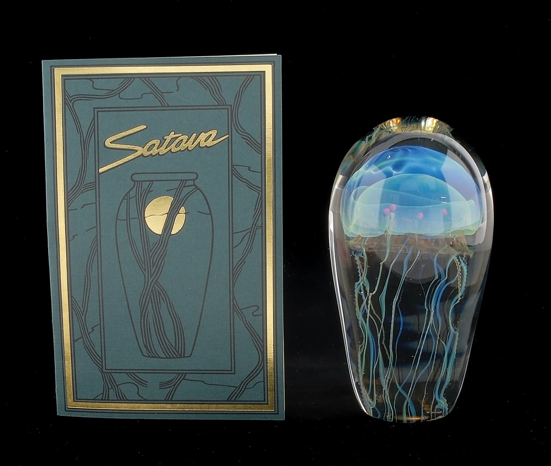 Satava, "Jelly Fish" Art Glass Paperweight (1 of 6)
