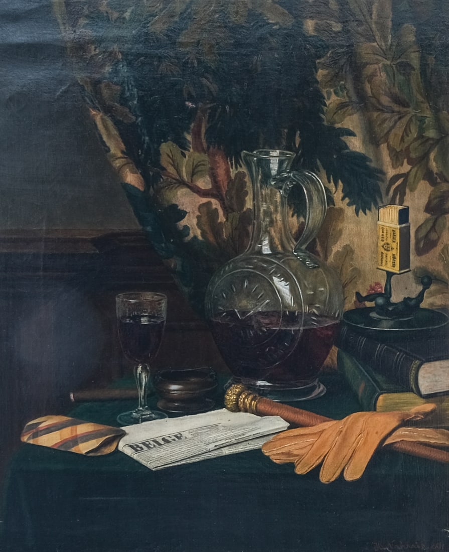 German Oil on Canvas Still Life: Nahrath (1 of 2)