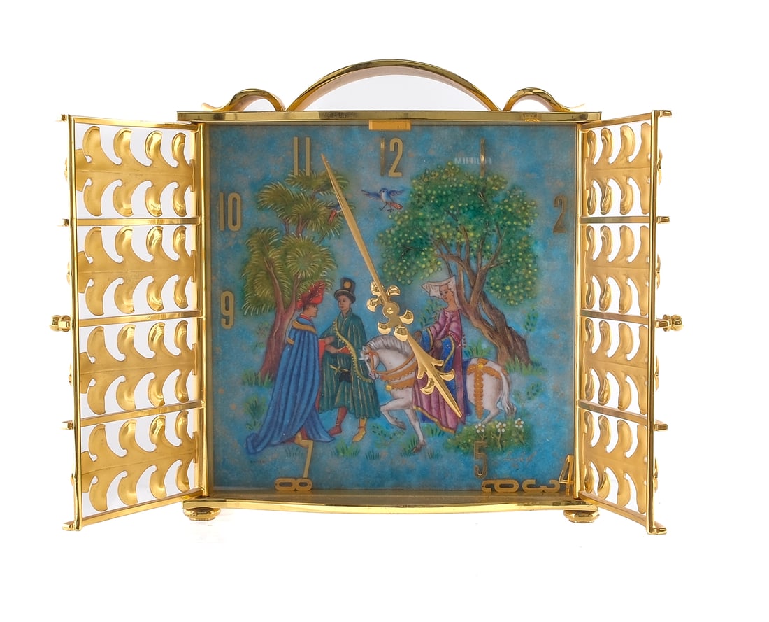 Imhof Gilt Brass and Enamel Clock (1 of 9)