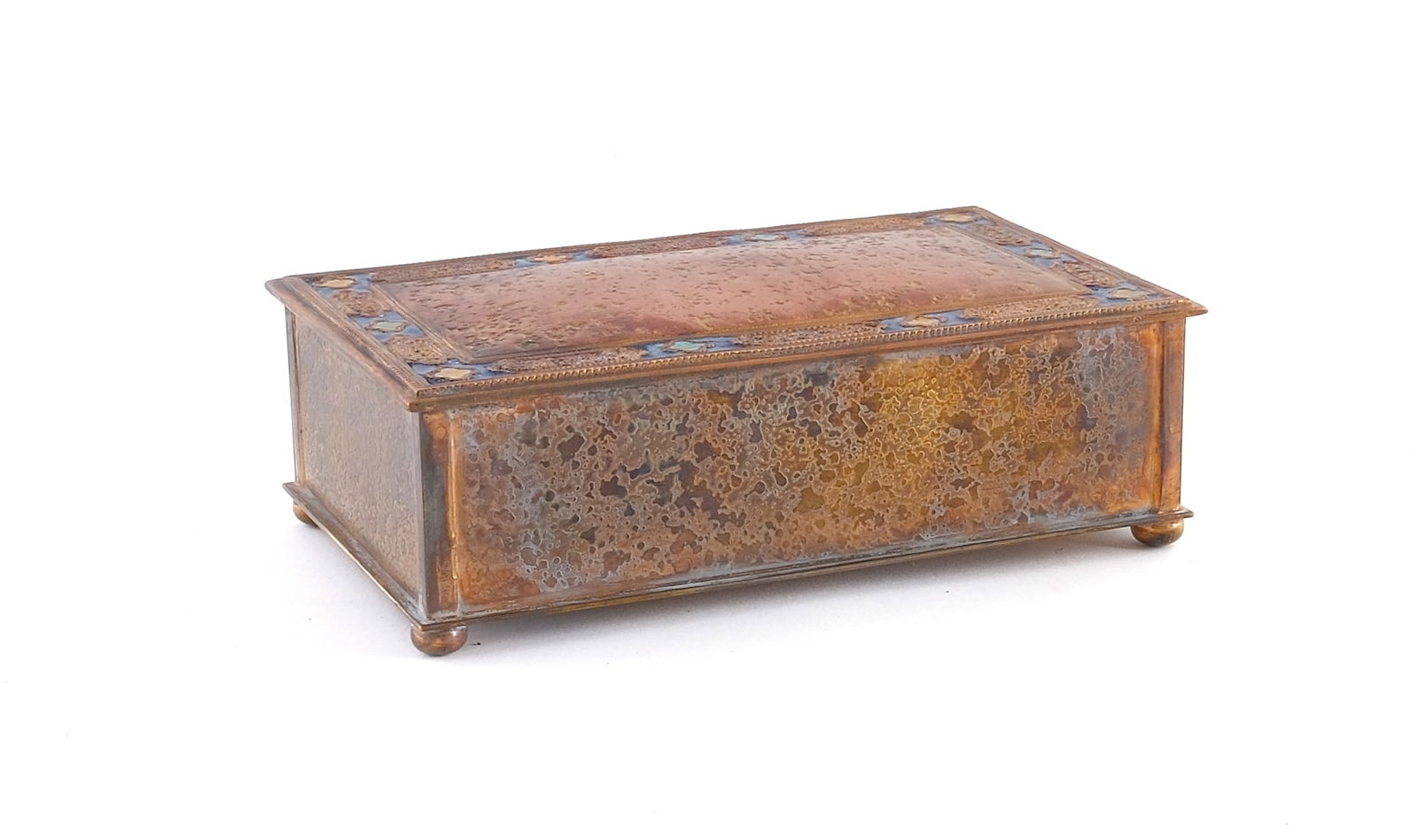 Tiffany Gilt Bronze & Enamel Cigarette Box (1 of 6)