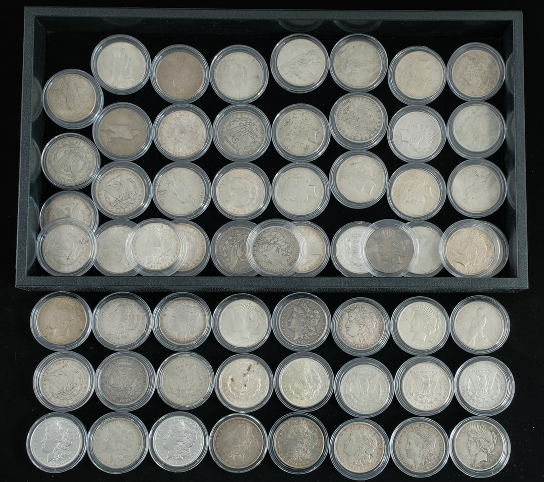 61 Pcs Morgan Silver Dollars / Peace Dollars (1 of 5)