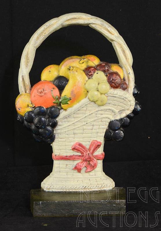 Antique Cast Iron Fruit Basket Doorstop