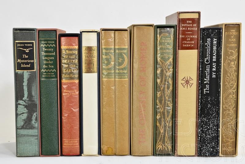 The Limited Editions Club Group Of 11 Volumes: This group of The Limited Editions Club contains 11 Volumes. Theme of this group is Science & Science Fiction, with contributions from Darwin, Verne, Bradbury & more. Titles include: The