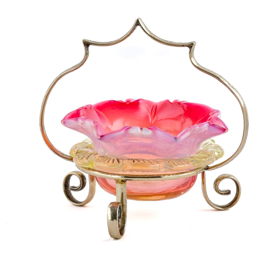Victorian Flower Form Art Glass with Holder (1 of 3)