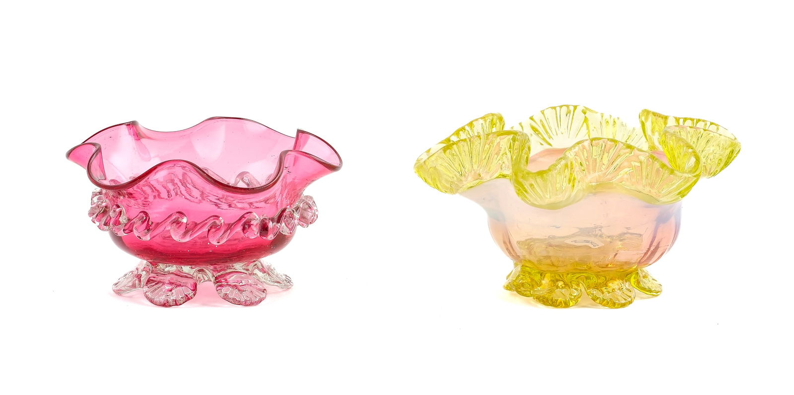 2 Victorian Art Glass Open Salts (1 of 6)