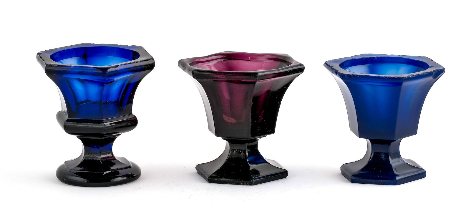 3 Early Pedestal Glass Open Salts (1 of 4)