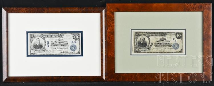 Two National Currency $10 Notes New Haven CT Banks: Two National Currency $10 Notes. First National Bank of New Haven. Portrait of William McKinley. March 19, 1909. Creased and edges worn. $75.00 National Tradesmens Bank and Trust Company Of New Haven.