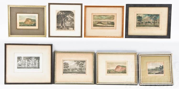Group Of 8 New Haven And Yale Univeristy Lithographs: Group of 8 small lithographs depicting areas in and around New Haven, Connecticut and Yale University. Some are colored. Condition varies from good to fair, and sizes vary from 10&qu
