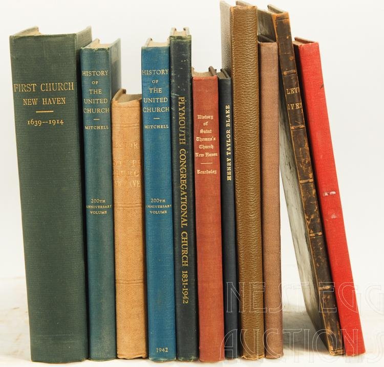Group Of 11 Books On Historic New Haven Churches: Group of 11 books on the History of various New Haven Connecticut Churches and congregations. Good to fair condition. Titles include: Plymouth Congregational Church 1831-1942, History of T