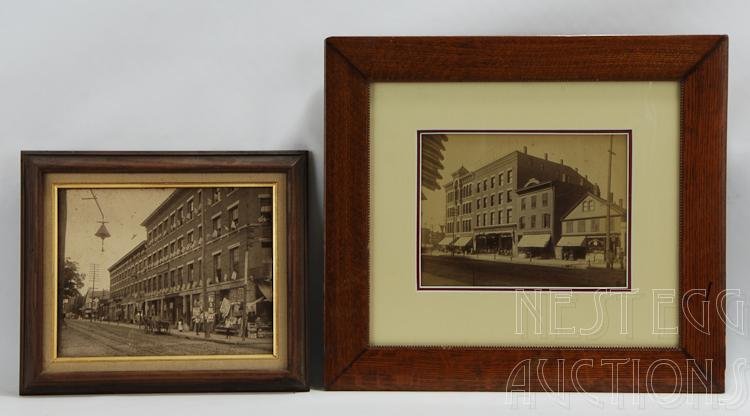 Two New Haven Connecticut City Street Photographs: Two photographs of New Haven Connecticut. City streets, location unknown, Victorian era. Good to fair. Not inspected out of frame. One without glass.