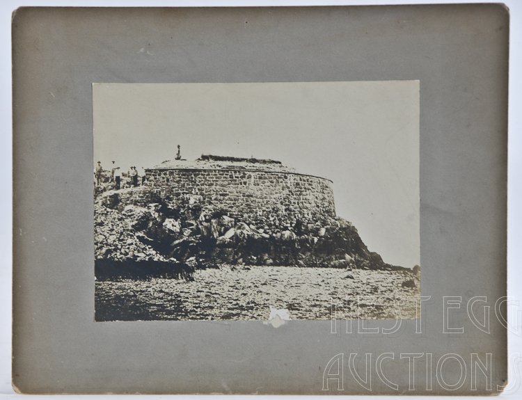 Photograph: Fort Hale New Haven: 19th Century Albumen Print, written on back in pen: The Original Revolutionary War Fort at Fort Hale, New Haven Conn. overall 14" x 11" image size: 9.25" x 6.75" loss to image bottom center.