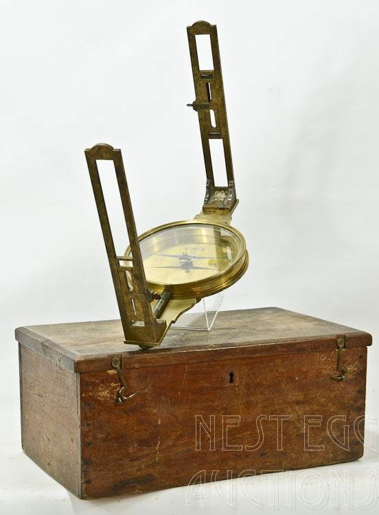 O. Hanks Brass Surveyor's Compass Troy New York