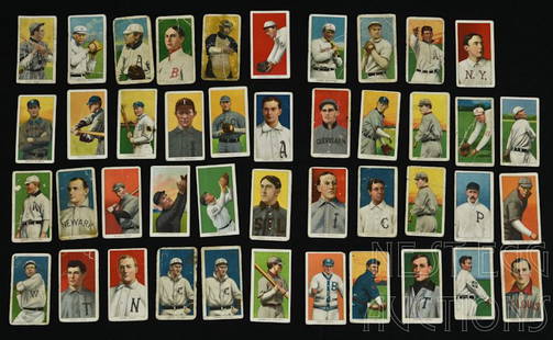 T206 Baseball Cards 1909-1911 Tobacco Major League: Major League, American & National, T206 Baseball cards from 1909-1911. Assorted tobacco and cigarette packs. Over 40 cards. Overall condition ranges from good to poor, with most cards in this lot