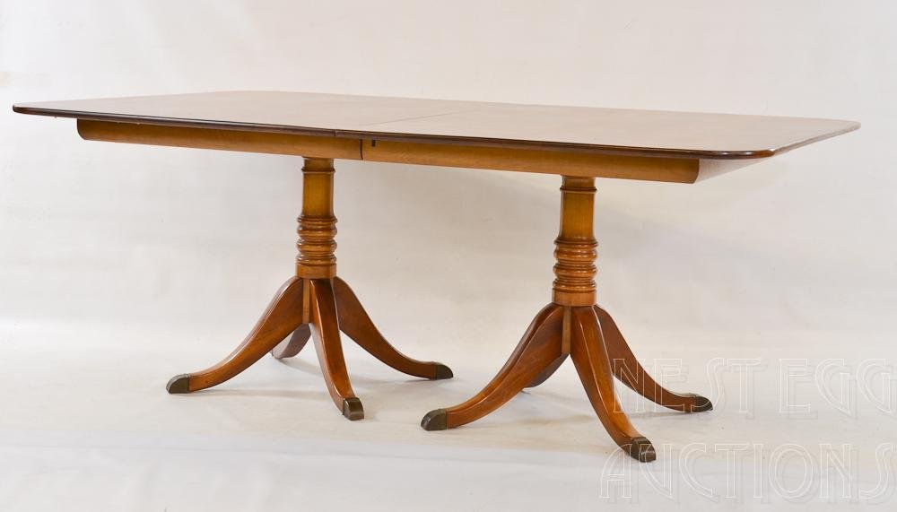 Stickley Furniture Co. Solid Cherry Dining Table: Good Condition, minor makrs from use. second half of 20th Century, size without leaves: 29.75" H x 73.25" L x 49" W include four 12" Leaves.