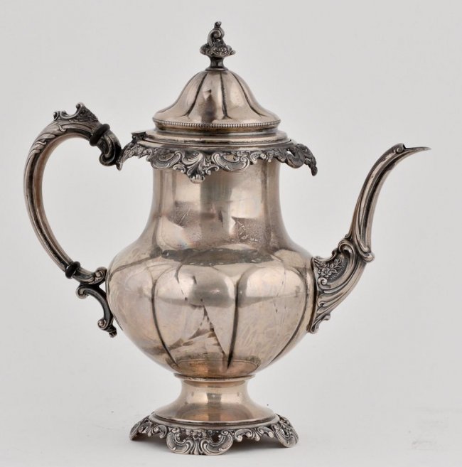 Wallace Grande Baroque Sterling Silver Tea Service Lot 75