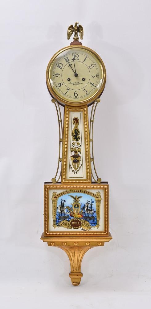 Ford Museum Aaron Willard Banjo Clock: 42" Tall, 11" Wide, Excellent condition, working. Stamped en verso. This is a high quality museum reproduction clock.