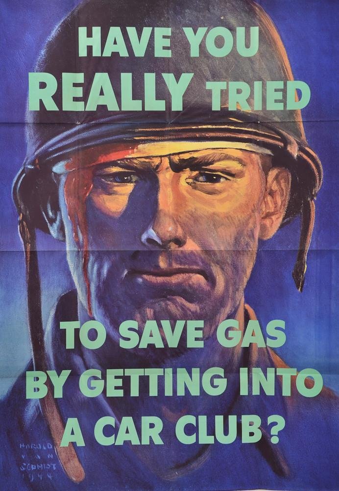 Two WWII propaganda posters: the first by artist Jerome Rosen: " Won't you give my boy a chance to get home? Don't travel unless your trip helps us win the war" 40" x 28.5" in excellent, clean, bright conditio