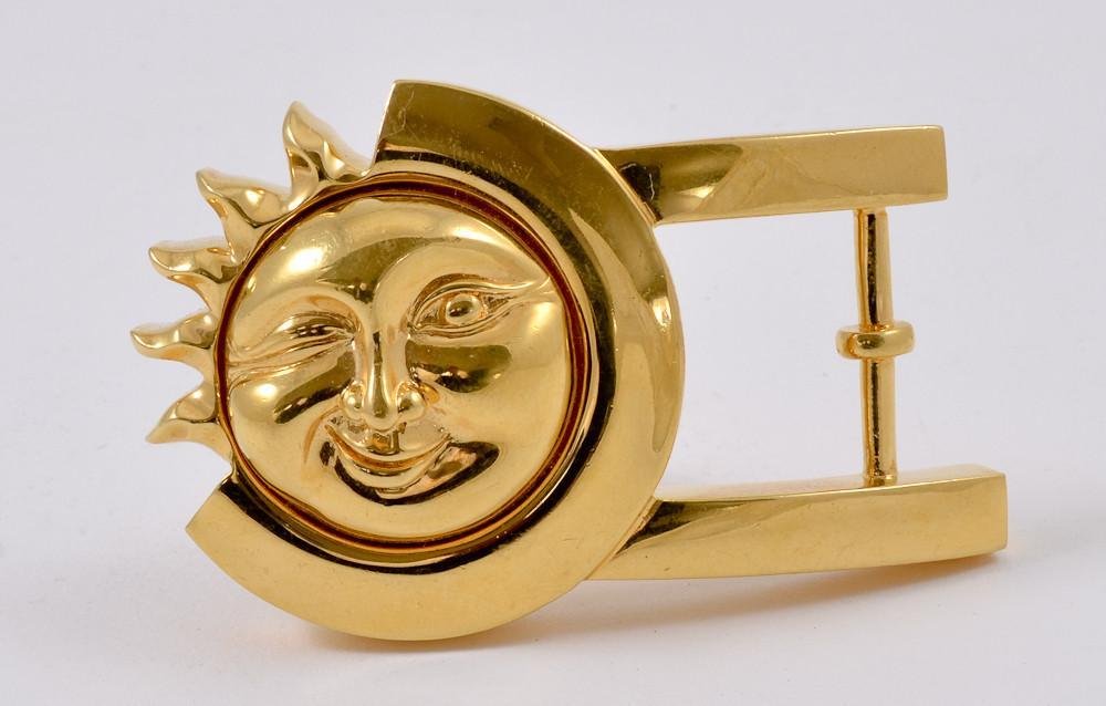 Keiselstein-Cord Sterling Sivler Sun Belt Buckle: Mint condition, Signed Barry Keiselstein-Cord Sterling Silver and gold vermeil Sun-Form Belt Buckle, Hallmarked, dated 1990 3.25" x 2.25" accepts a 1" belt. weight: 2.5 OZT