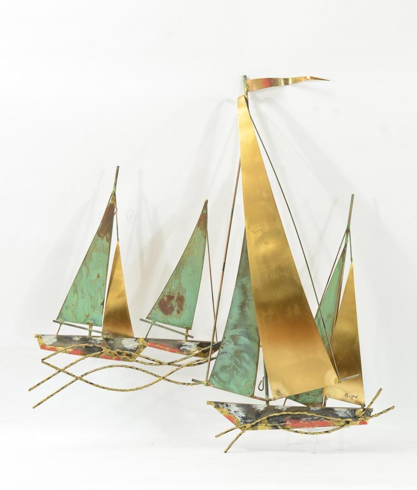 Curtis Jere Painted Metal Wall Art Sculpture: Signed, C. Jere. 27" x 272" excellent condition.
