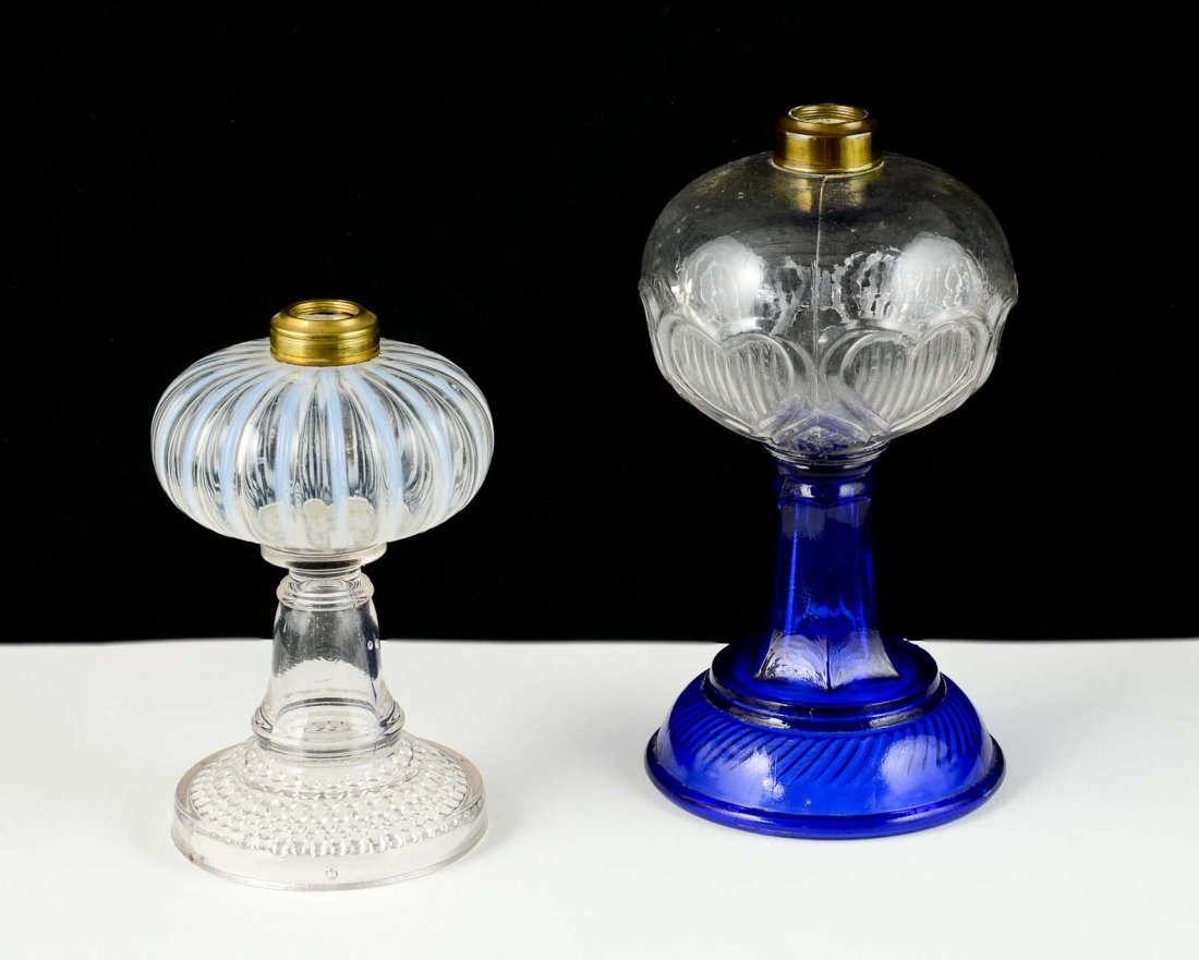 Two Early Pattern Glass Fluid Lamps (1 of 5)