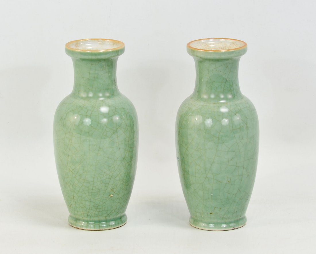 Pair of Chinese Export Celadon Vases (1 of 3)