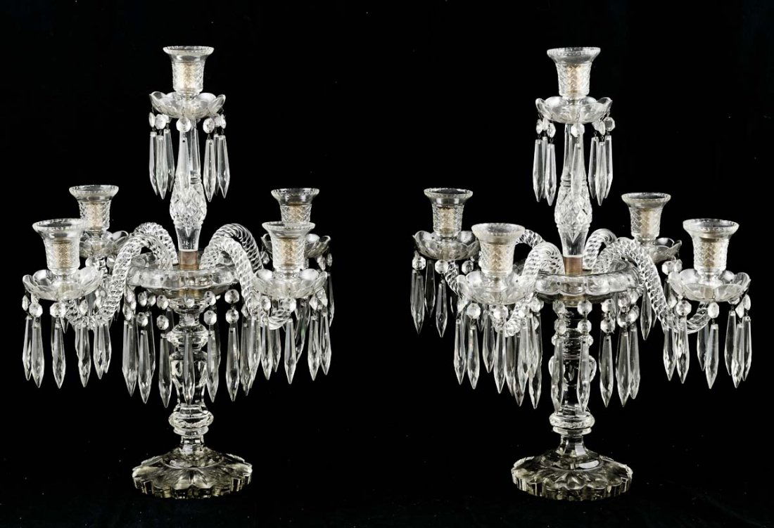 Pair of Five light Crystal Candelabra (1 of 5)