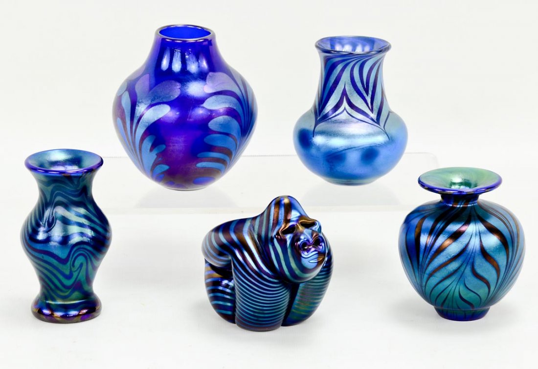 Five pieces of Orient and Flume Art Glass (1 of 6)