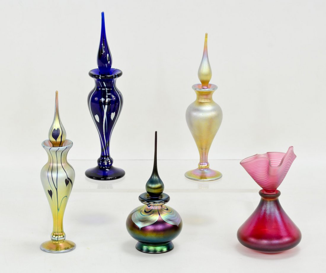 Five Art Glass Perfume Bottles (1 of 8)