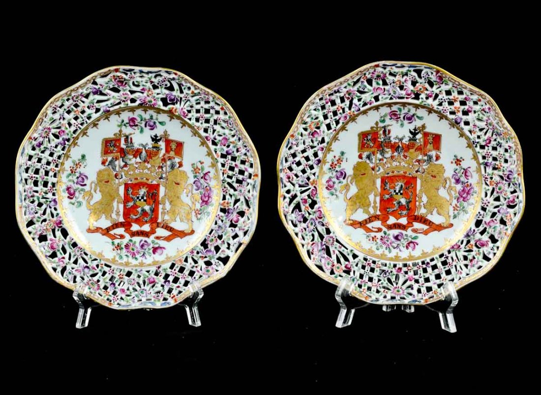 Pair of Armorial Porcelain Plates (1 of 3)