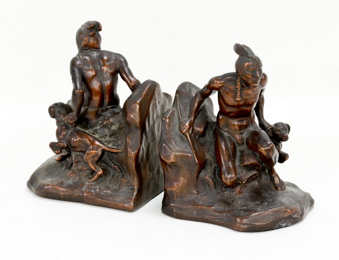 Jennings Bros. Figural Indian Bookends