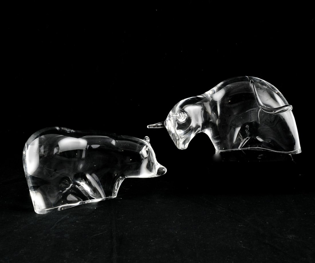 Steuben Bull and Bear Crystal Figurines (1 of 5)