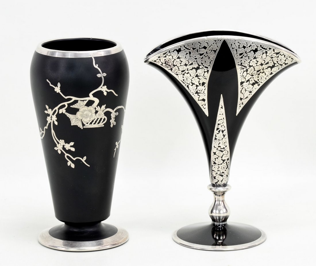 Two pieces of Silver overlay glass (1 of 4)