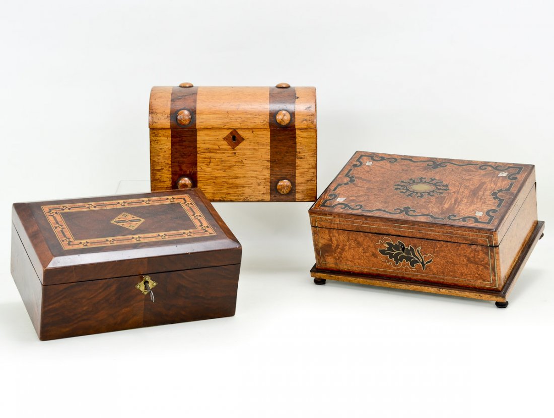 Three Inlaid English Wood Boxes (1 of 8)
