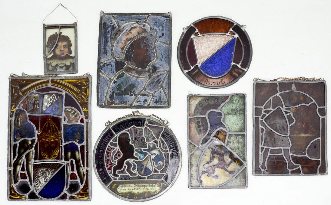 Seven Antique Leaded Glass Panels (1 of 9)