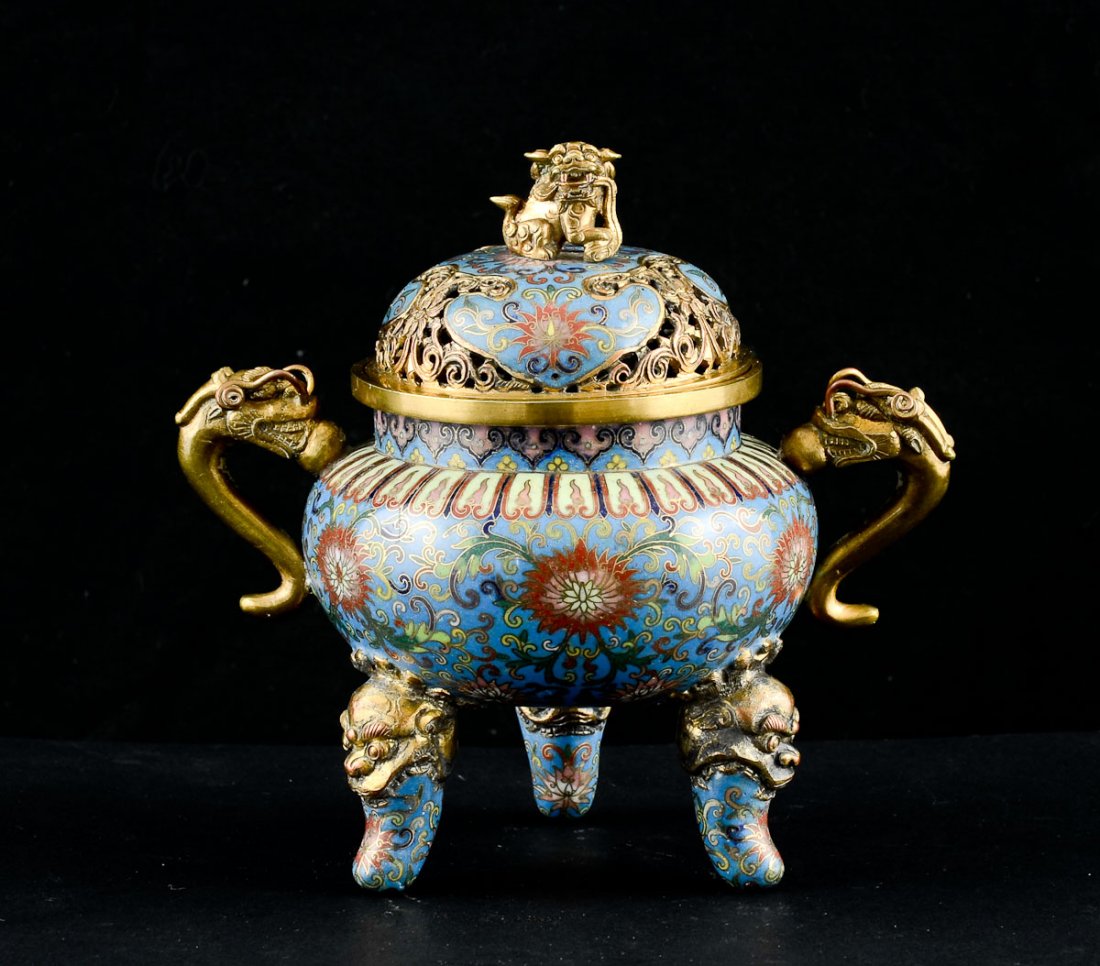 Chinese Cloisonne and Bronze Censer (1 of 5)