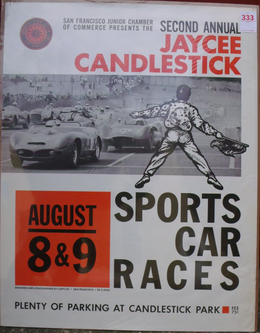 1964 Candlestick Park race poster: 1964 Candlestick Park Sports Car race poster, 23 x 29