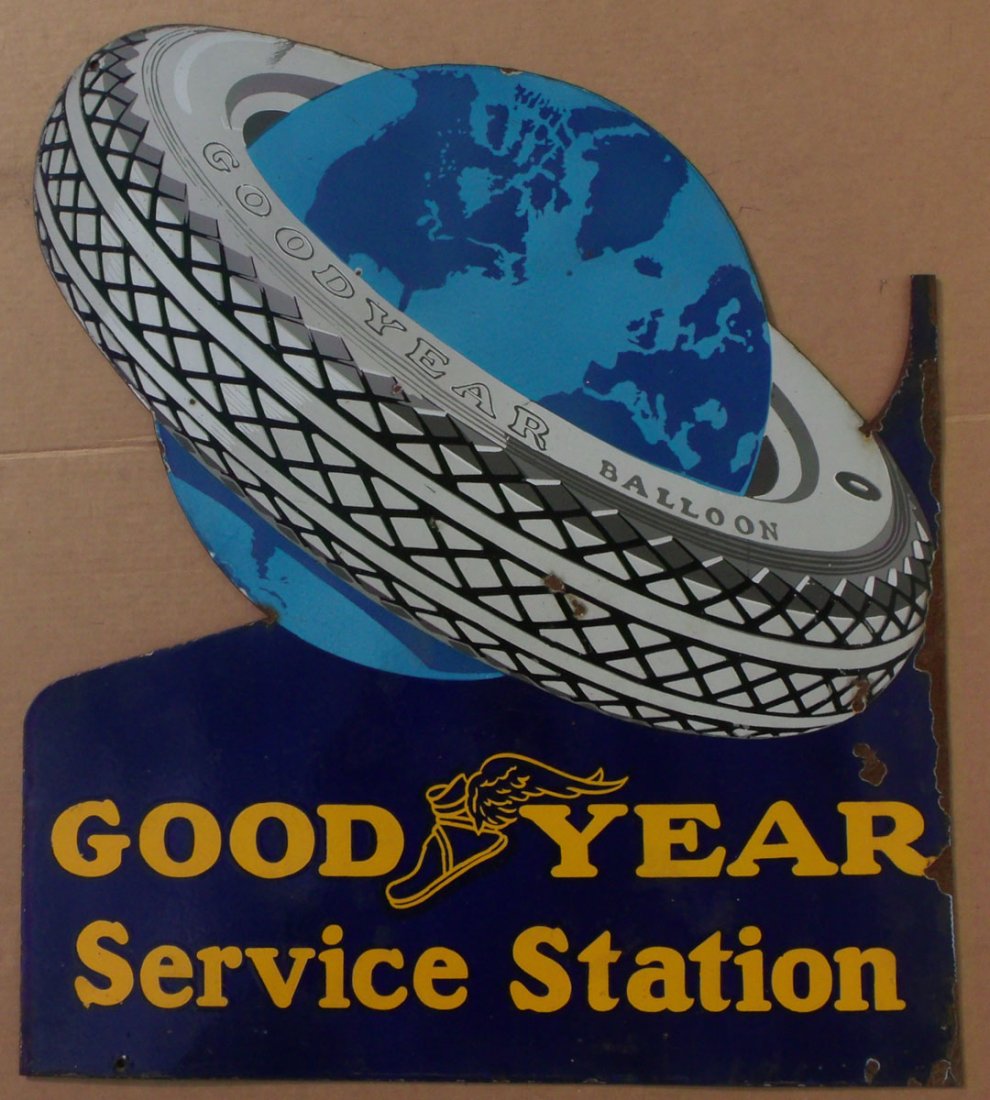 Goodyear double sided porcelain sign, (1 of 1)