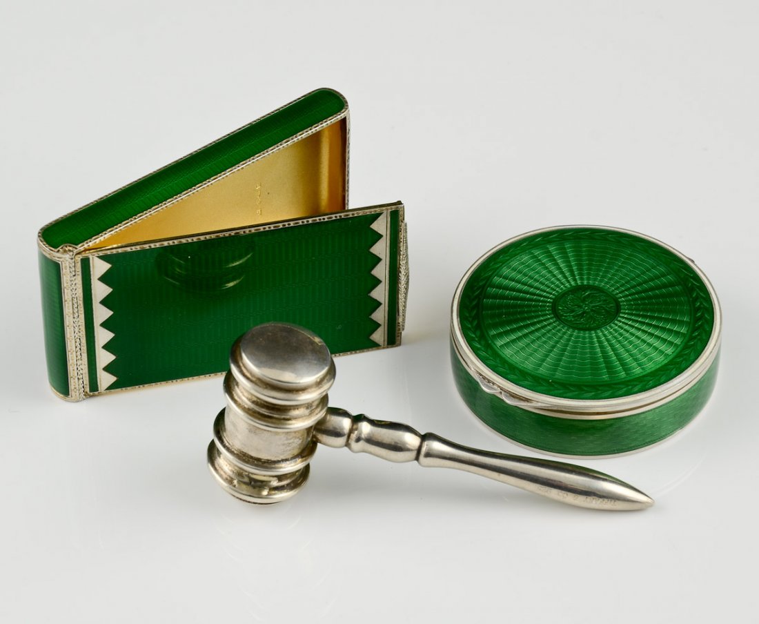 Tiffany Silver Hammer and 2 Silver & Enamel Cases (1 of 5)