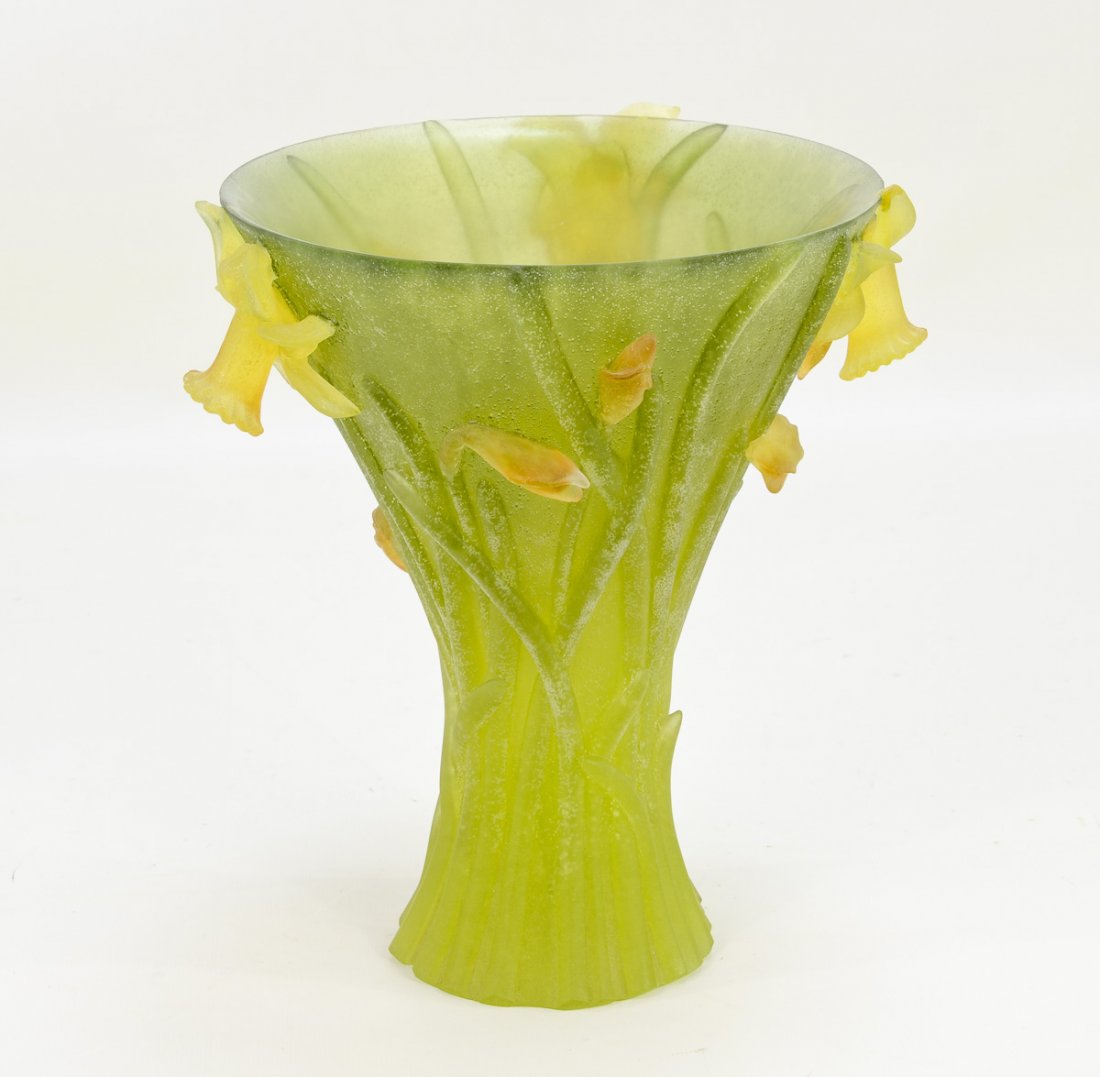 Daum Pate de Verre Daffodil Glass Vase (1 of 5)