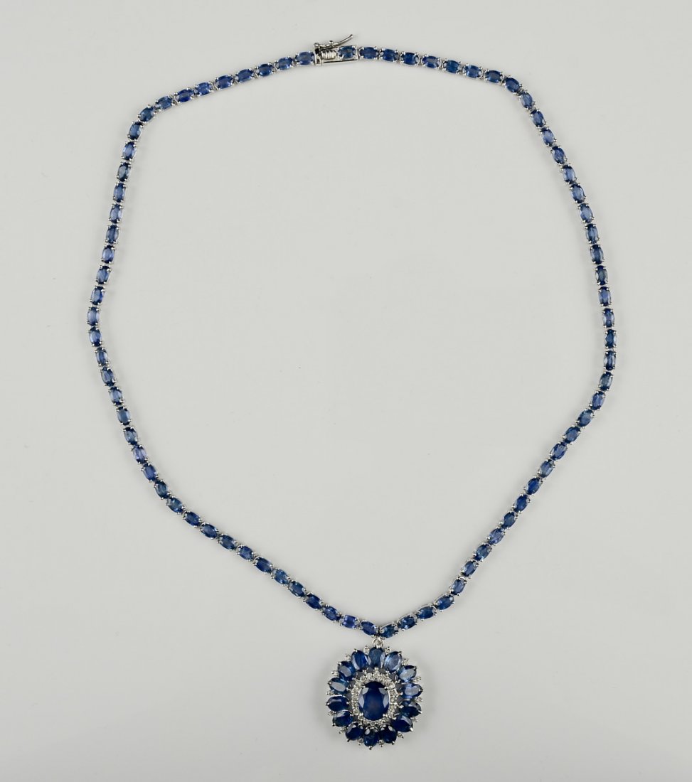 Ladies 14K Diamond & Sapphire Necklace (1 of 4)