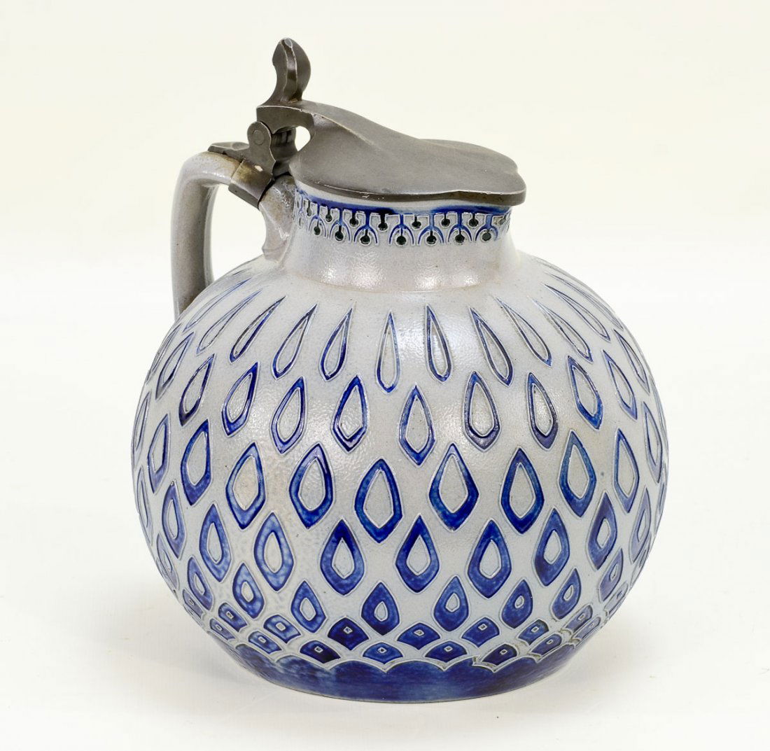 German Cobalt Decorated Tankard (1 of 4)