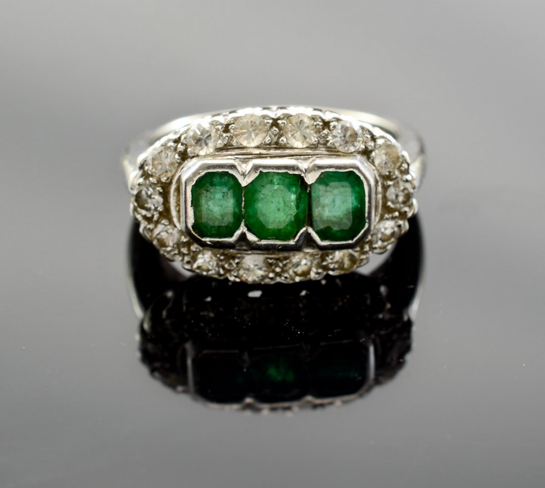Art Deco Emerald and Diamond Ring (1 of 3)