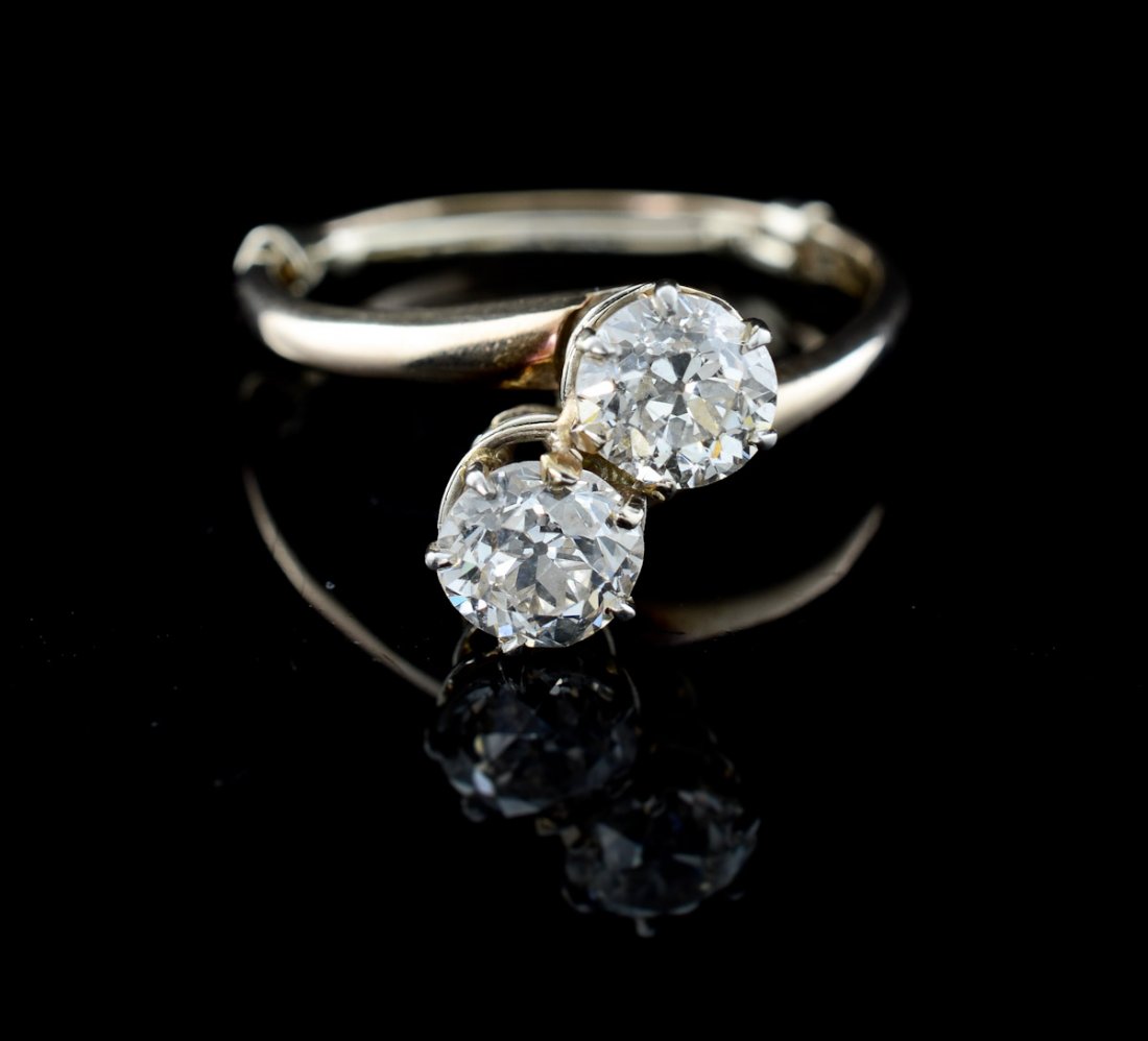 Antique ladies 14K Diamond Bypass ring (1 of 2)