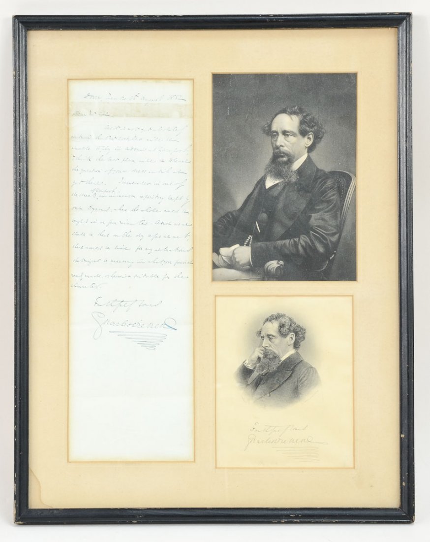 Charles Dickens Signed Letter and portraits (1 of 2)