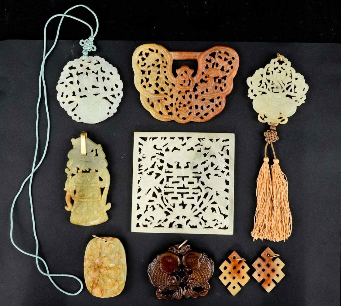 Group of nine Chinese jade carvings (1 of 4)